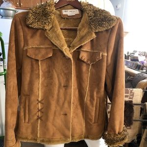 Jacket, faux suede and faux fur lining